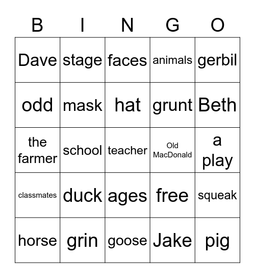 Short i  CVC words Bingo Card