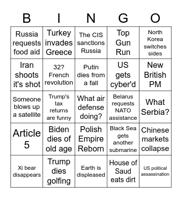 Apocalypse Bingo Card