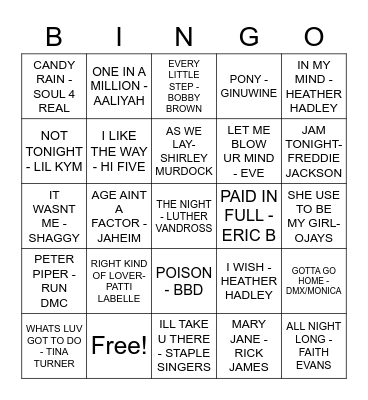OLD SCHOOL Bingo Card