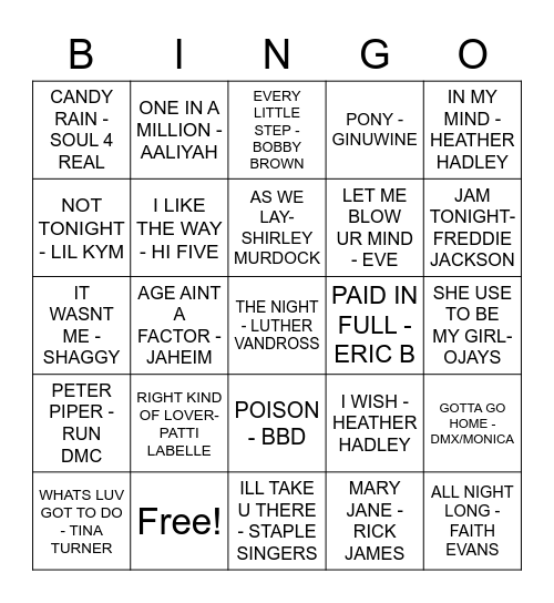 OLD SCHOOL Bingo Card