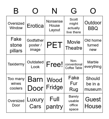 Luxury Home Bingo Card