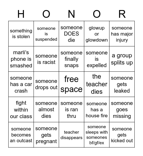 AR Bingo Card