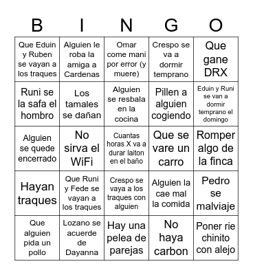 KapPaseo Bingo Card