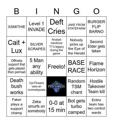 LOL WORLD FINALS 2023 Bingo Card