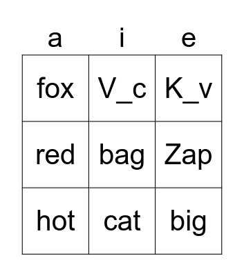 BS3 Open Lesson Bingo Card