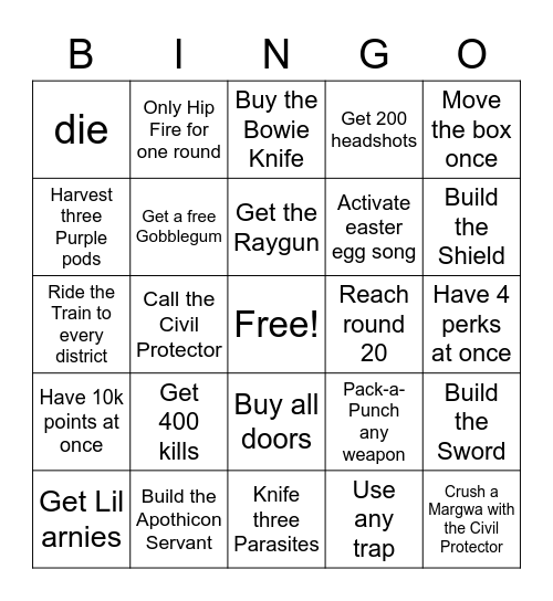 SHINGO Bingo Card