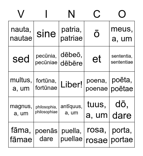 Ch. 2 Vocabulary Bingo Card