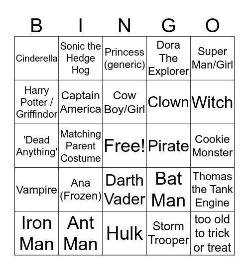 Halloween Bingo Card