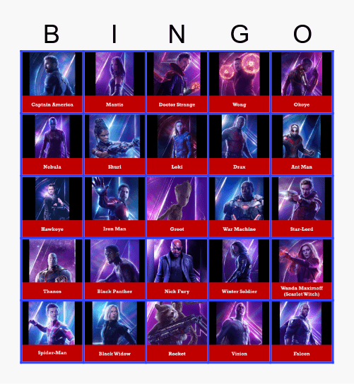 Marvel Bingo Card