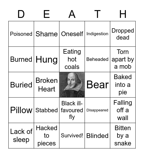 Shakespearean Tragedy Bingo Card