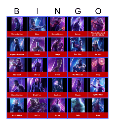 Marvel Bingo Card