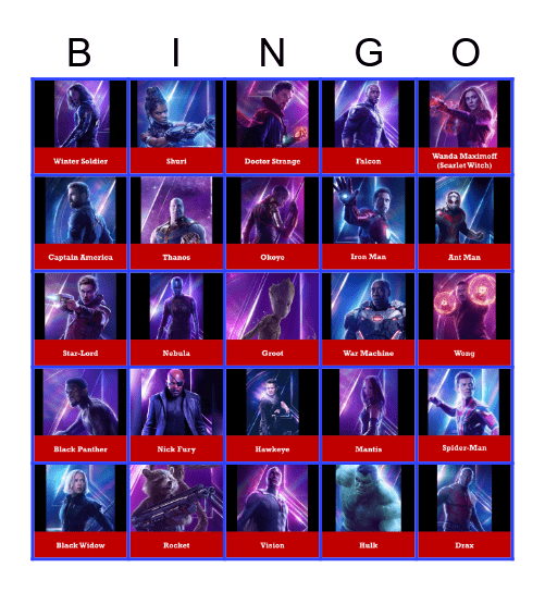 Marvel Bingo Card