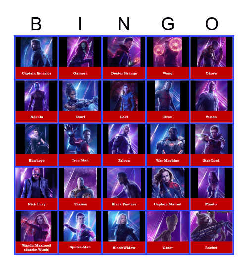 Marvel Bingo Card