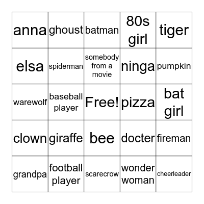 halloween bingo Card