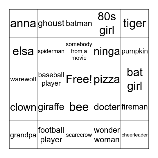 halloween bingo Card