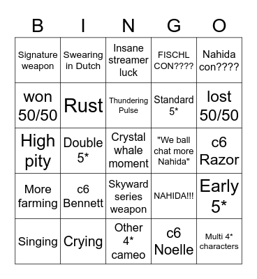 Nahida Pull bingo Card