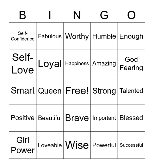 Women Empowerment Bingo Card