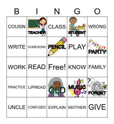 ASL 1 - Unit 2 Review Bingo Card