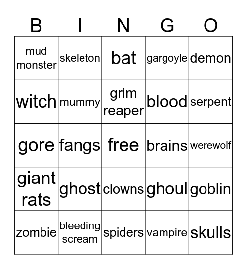 halloween  Bingo Card