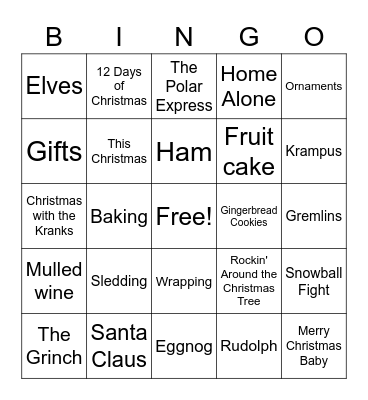 Christmas Bingo Card