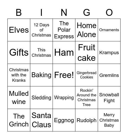 Christmas Bingo Card