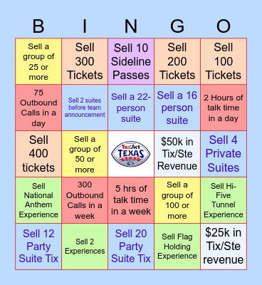 2022 TEXAS BOWL BINGO Card