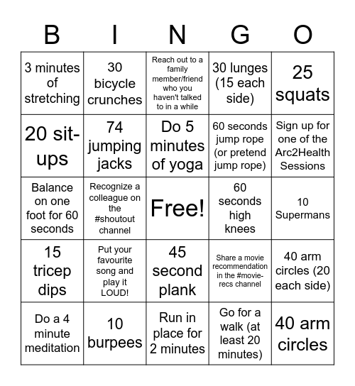 TrustArc Wellness Bingo Tuesday Bingo Card