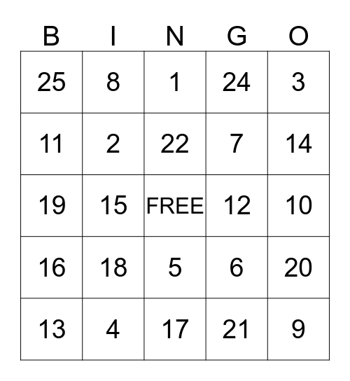 Thanksgiving BINGO Card