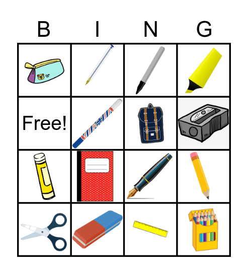 SCHOOL STUFF Bingo Card