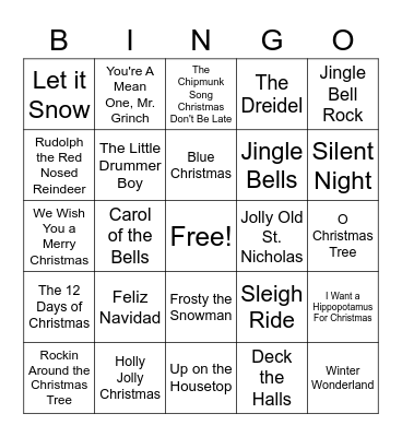 HOLIDAY MUSIC- WALTON'S WINTER WONDERLAND Bingo Card