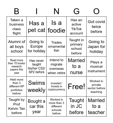 Exco Bingo Card