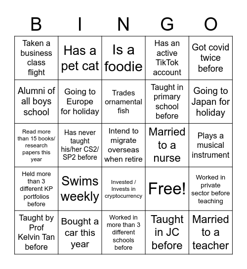 Exco Bingo Card