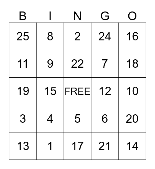 Thanksgiving BINGO Card