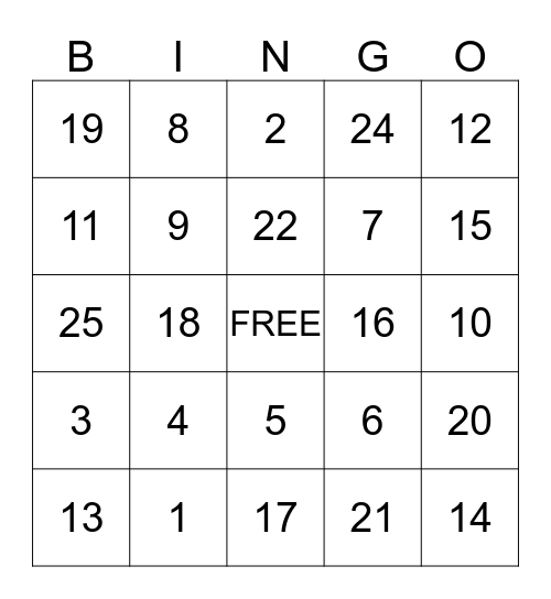 Thanksgiving BINGO Card