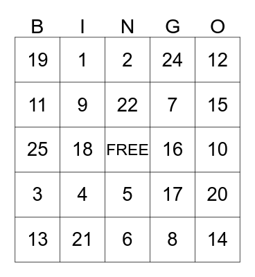 Thanksgiving BINGO Card