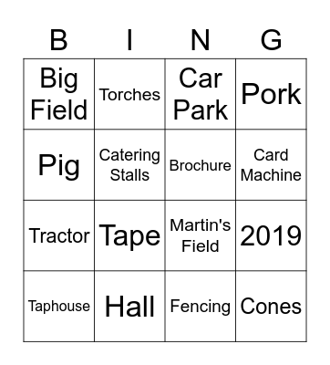 Bonfire Bingo Card