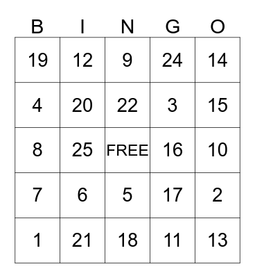 Thanksgiving BINGO Card