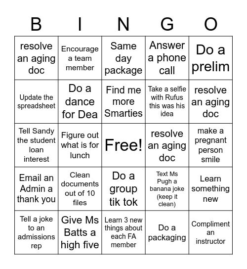 FA BINGO Card