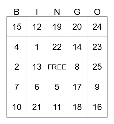 Thanksgiving BINGO Card