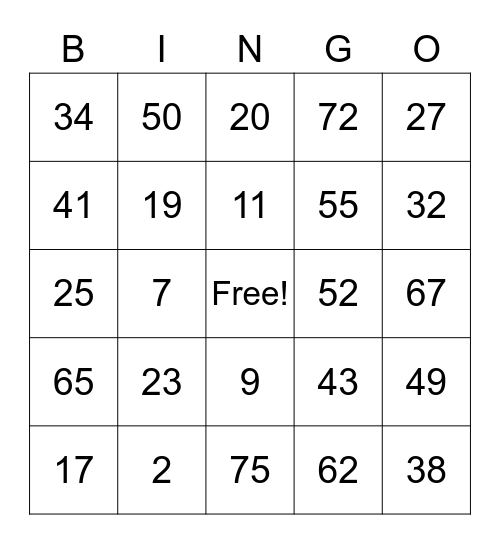 FUN FRI-YAY Bingo Card