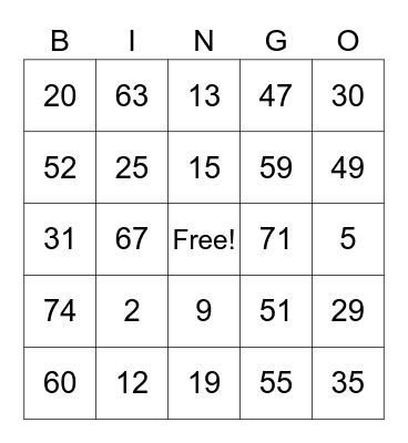 FUN FRI-YAY Bingo Card