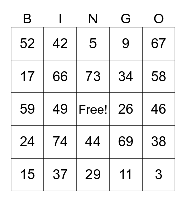 FUN FRI-YAY Bingo Card