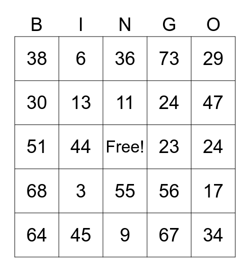 FUN FRI-YAY Bingo Card