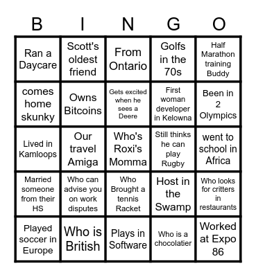 Lisa and Scott's Meet and Greet Bingo Card
