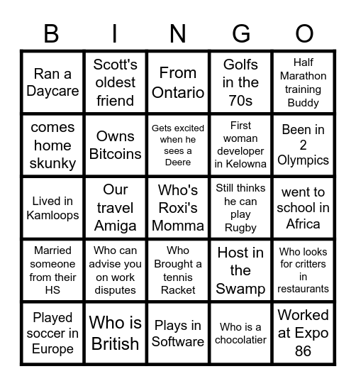 Lisa and Scott's Meet and Greet Bingo Card