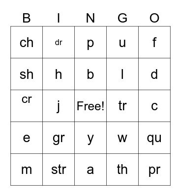 R blends Bingo Card