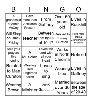 Thanksgiving Bingo Card