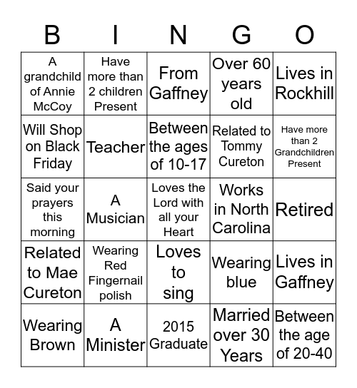 Thanksgiving Bingo Card