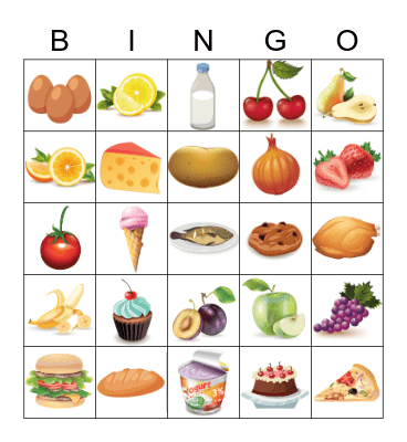 FOOD BINGO Card