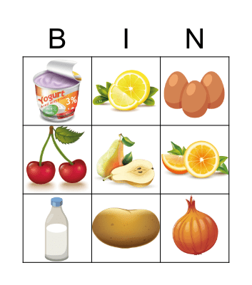 FOOD BINGO Card